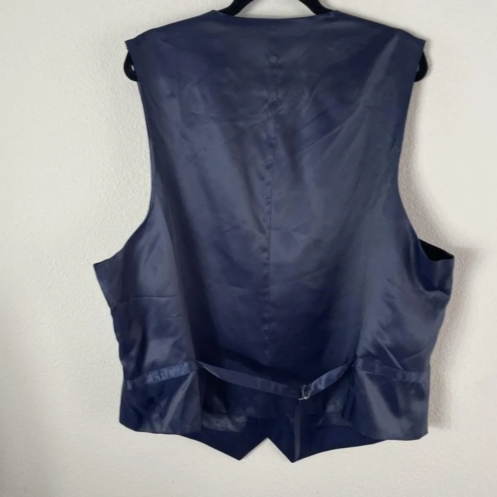Peter‎ Millar Suit Vest Mens 50 Tall Blue Wool Belted Formal Business Waistcoat